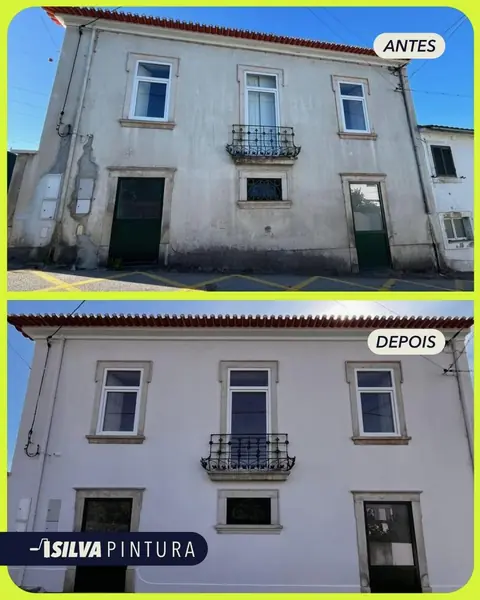Antes e depois da reabilitação de fachada de moradia em Coimbra
